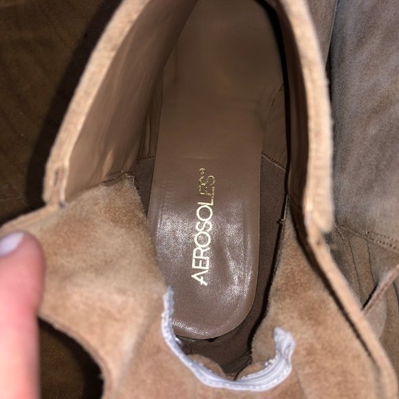 ♥ NWT AEROSOLES Tan Suede Booties Size 9 - Picture 7 of 7